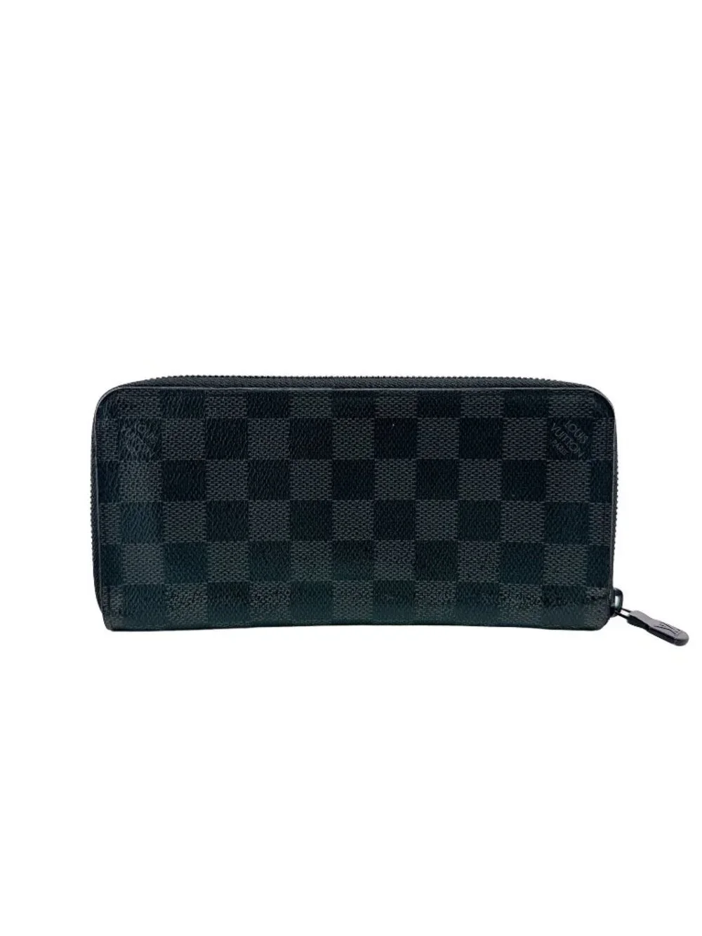 Louis Vuitton Damier Graphite Zippy Wallet Vertical Utility Leather Black Red
